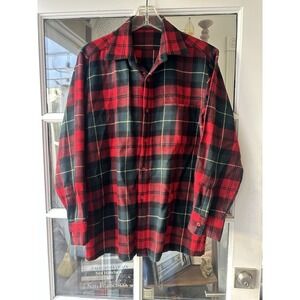Vintage Japanese Red Plaid Wool Button Up Shirt Bonario Choya Corp EUC